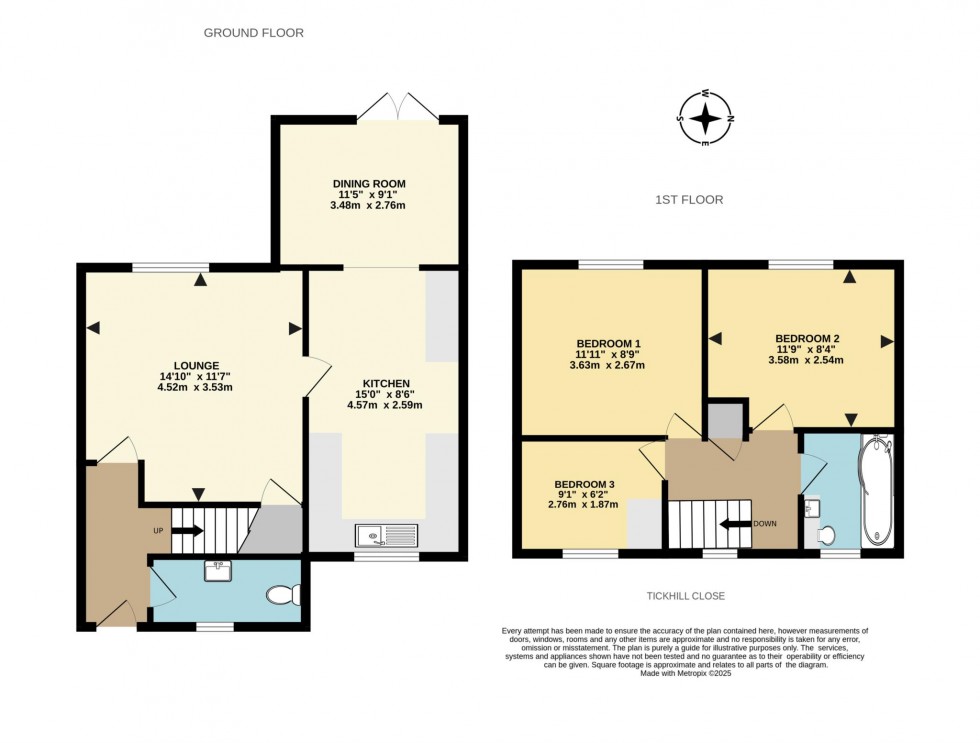 Floorplan for Tickhill Close, Lower Earley