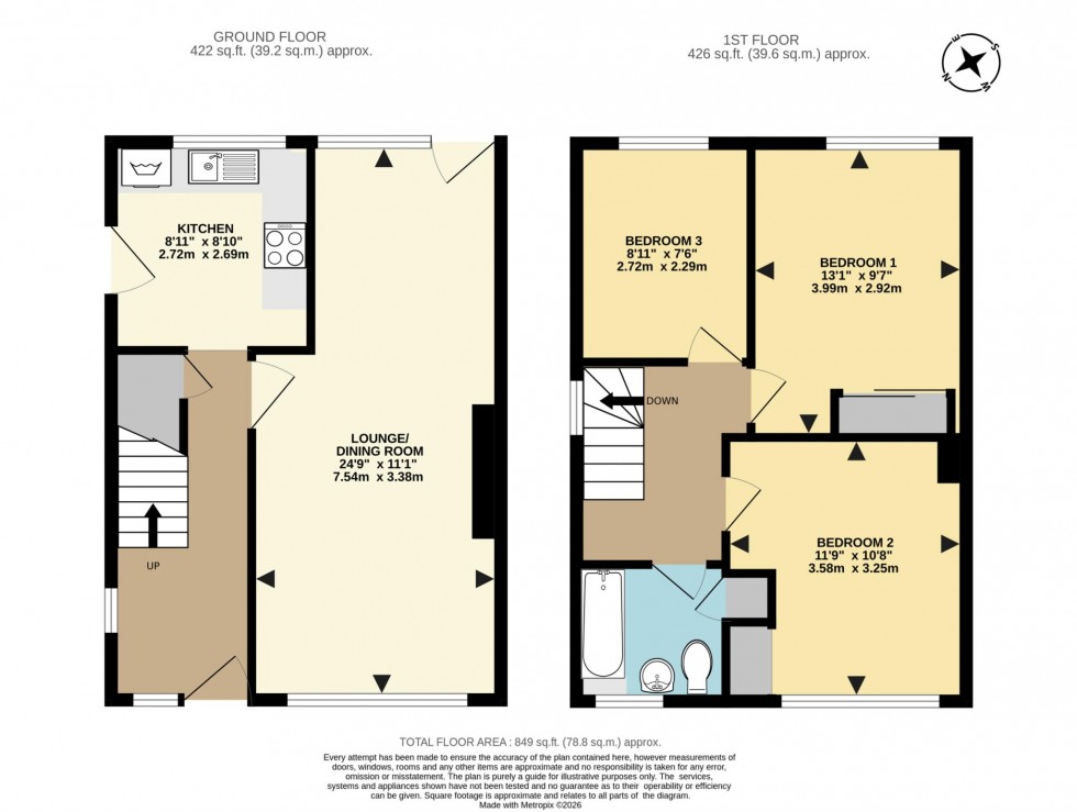 Floorplan for Fowler Close, Earley, Reading